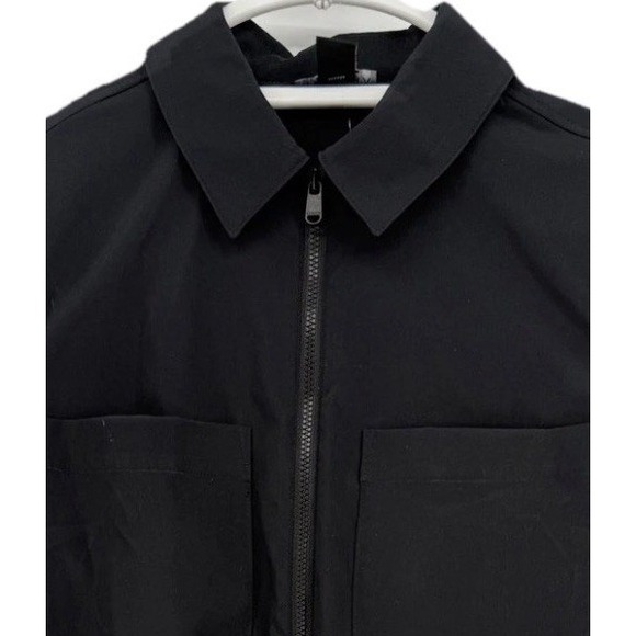 Athleta Tops - Athleta Womens XXS Black Zip Front Utility Short Sleeve Drawstring Waist Top